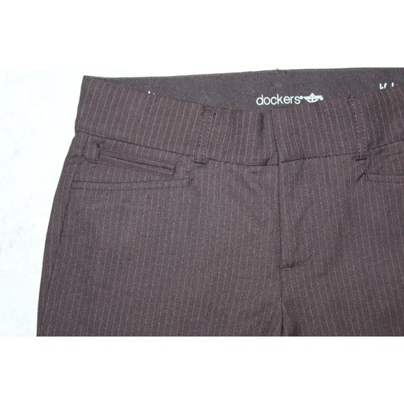 Dockers Women's Pants Brown Pinstripe 4 Short - Picture 5 of 7